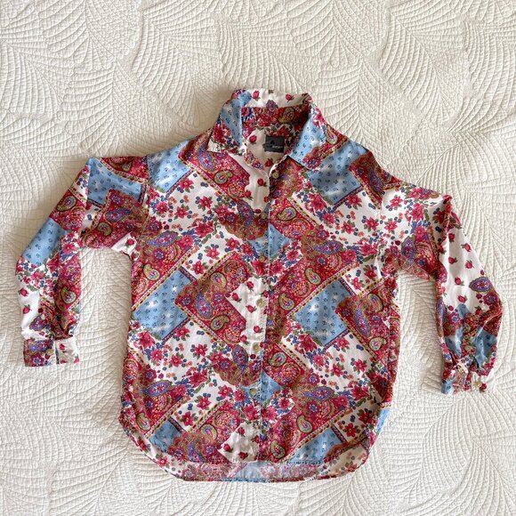 VTG 90s LIZWEAR Floral Paisley Western Cottagecore Long Sleeve Shirt - Picture 8 of 11